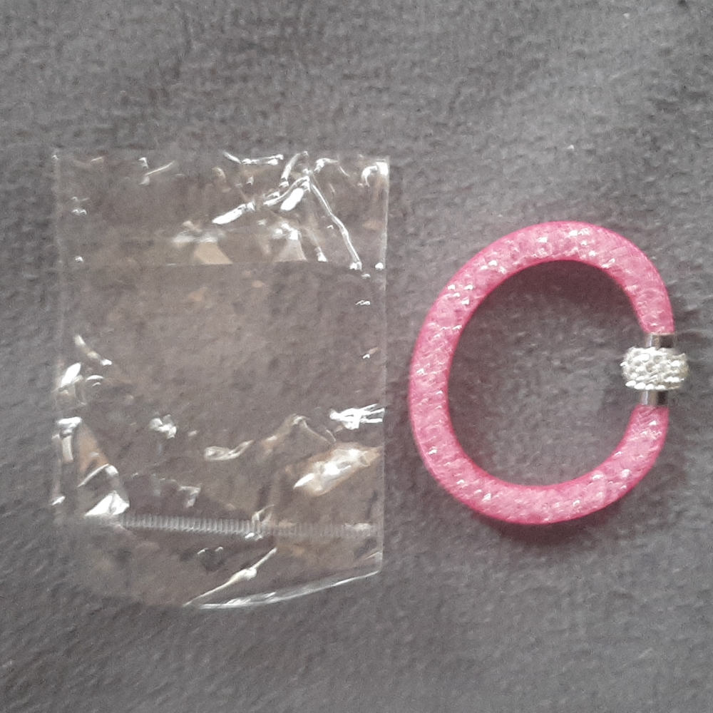 (2/$20) New Mesh Crystal Bracelet with Crystal Clasp Pink Rose
